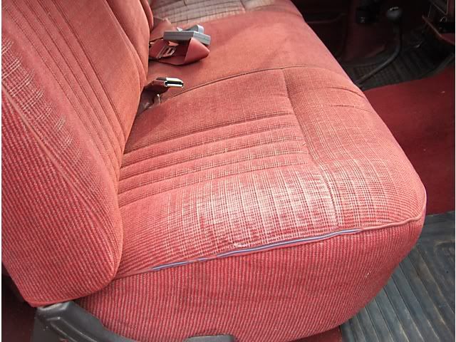 This is not my seat but it like this. I also have seen the vinyl bench seat 