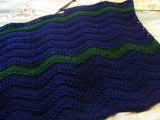 Blue and Green Ripple Afghan