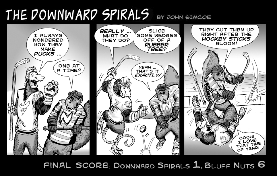 Downward Spirals 9,possum,hockey,puck,comic,cartoon