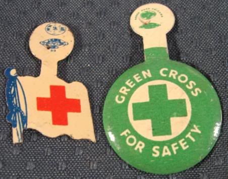 red cross flag. Red Cross over flag shaped pin
