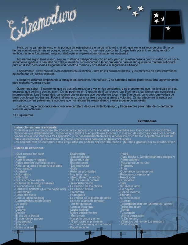 Extremoduro De Gira En 2008 Dile Al Grupo Las Canciones Que Quieres Que Toquen Musica Comunidad Meristation extremoduro de gira en 2008 dile al grupo las canciones que quieres que toquen musica comunidad meristation