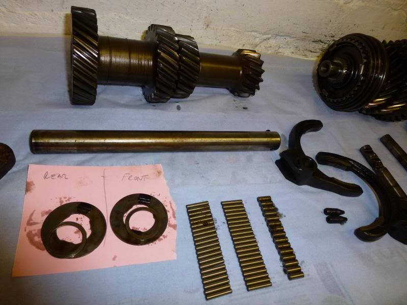 Ford Toploader cluster gear, shaft, thrust washers and needle bearing rollers