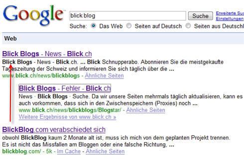 Google kennt 2 Blick-Blogs