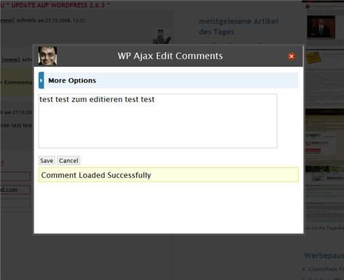 WP Ajax edit Comments