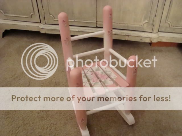 Vintage Doll Bear Furniture Wood Rocking Chair Shabby HP Handpainted Pink Roses