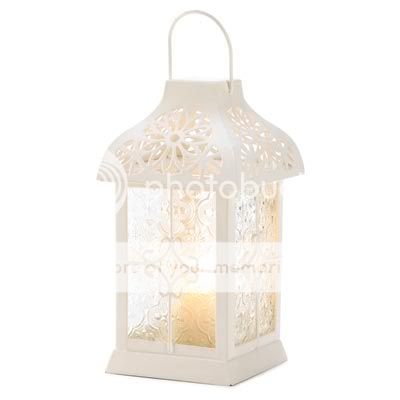 White Floral Victorian Lace Candle Lantern Wedding Table Centerpiece 