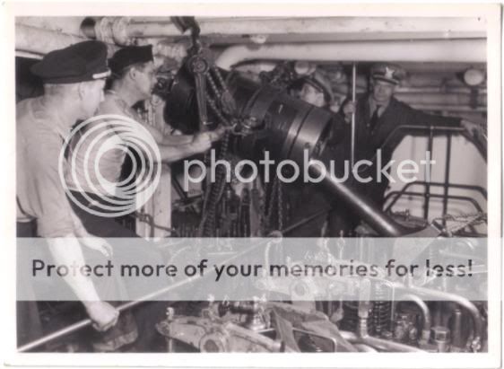 WWII Mechanic Changing Engine Piston on Navy Ship Photo  