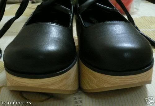 black lolita wooden rocking shoes gothic US 5.5   10.5  
