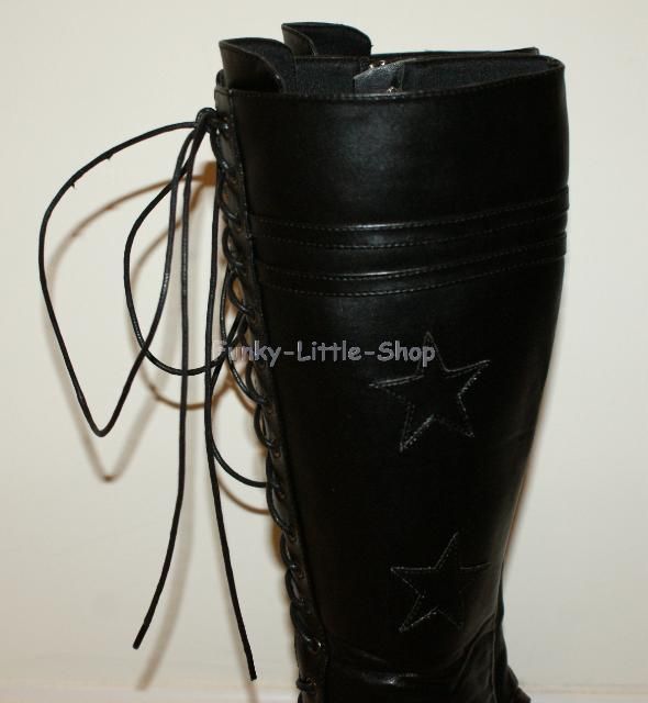 Gothic Lolita black knee high heels boots US 6   10.5  