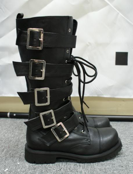 Black Engineer boots 5 buckles biker motorbike shoes punk rock emo EUR ...