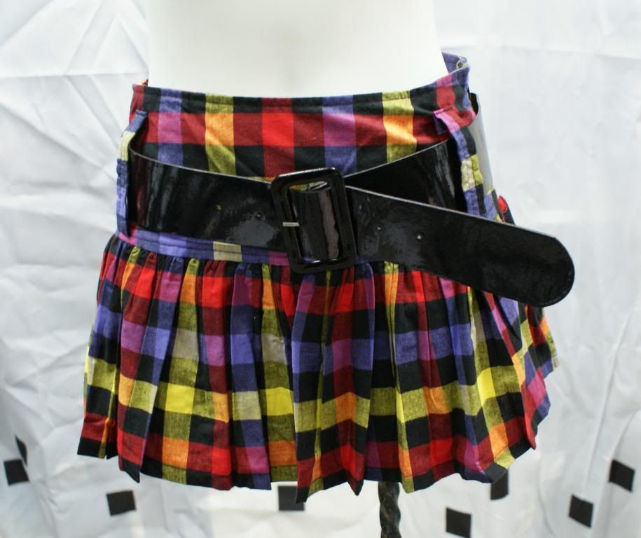 checker plaid pleated mini skirt & belt punk rock st237 | eBay
