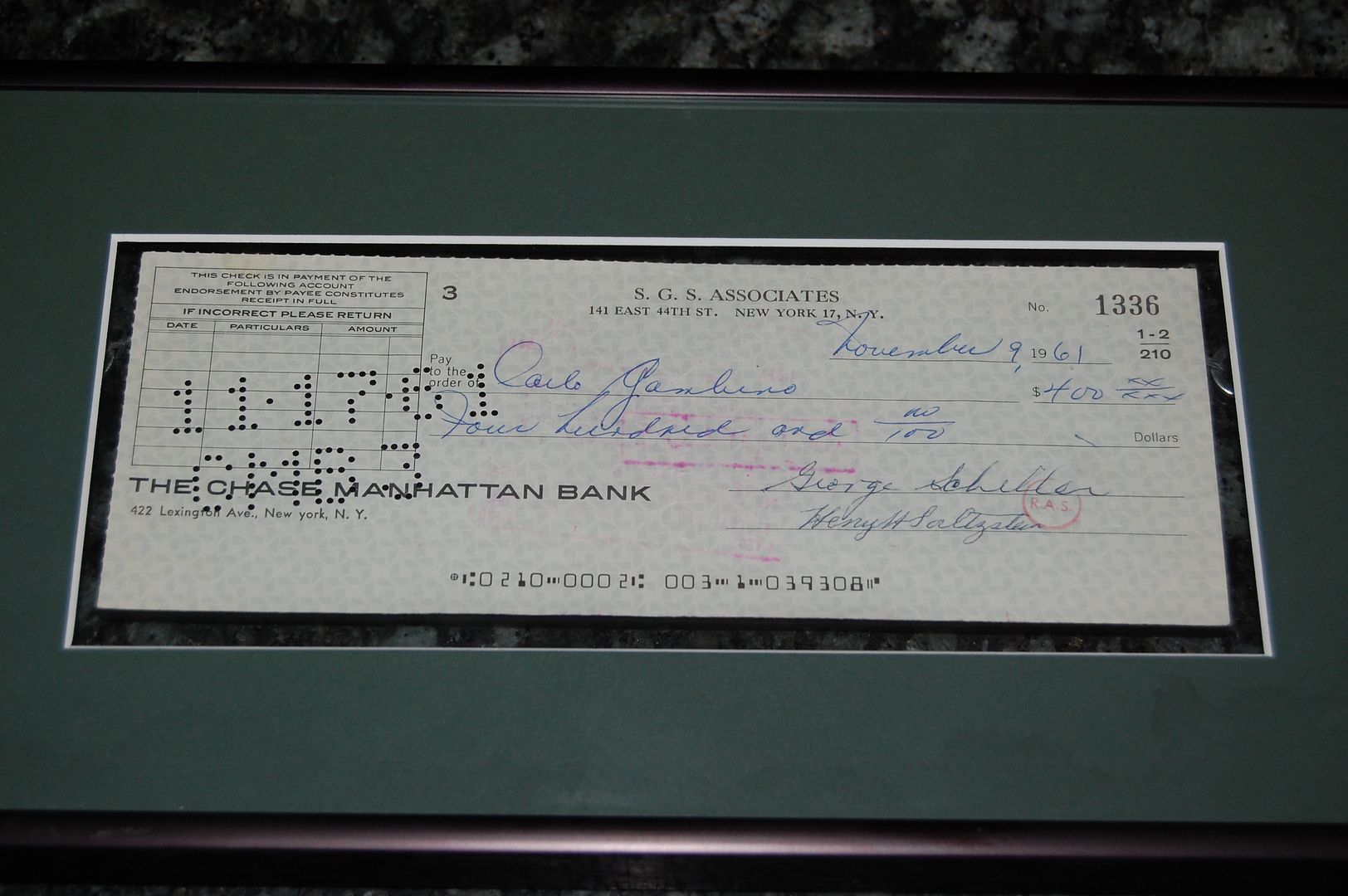 We are listing a Framed & Matted Carlo Gambino Signed Check You 
